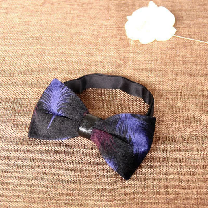 Men's Chic Luxury Velvet Banquet Suit Bow Tie - Purple - image 7
