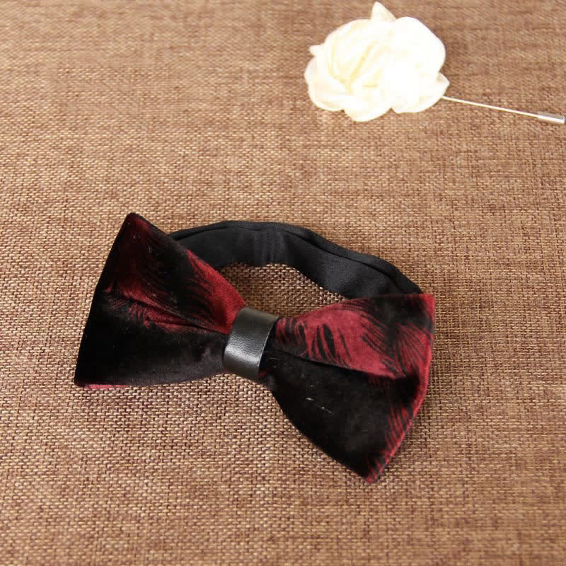 Men's Chic Luxury Velvet Banquet Suit Bow Tie - Dark Red - image 8
