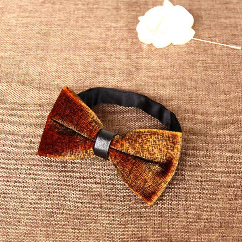 Men's Chic Luxury Velvet Banquet Suit Bow Tie - Orange - image 11
