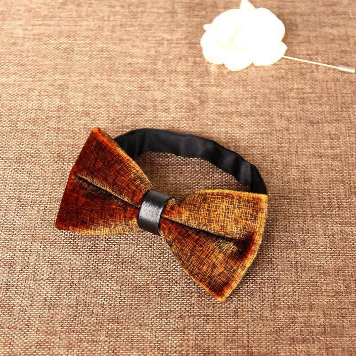 Men's Chic Luxury Velvet Banquet Suit Bow Tie - Orange - image 11
