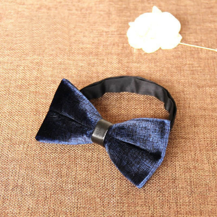 Men's Chic Luxury Velvet Banquet Suit Bow Tie - Navy - image 10