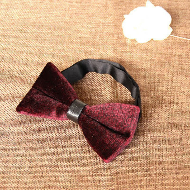 Men's Chic Luxury Velvet Banquet Suit Bow Tie - Burgundy - image 14
