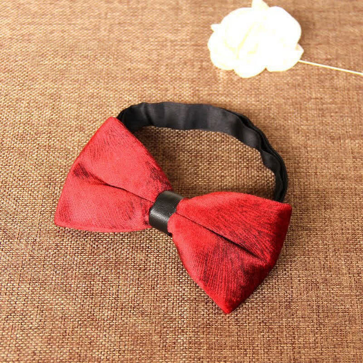 Men's Chic Luxury Velvet Banquet Suit Bow Tie - Red - image 19