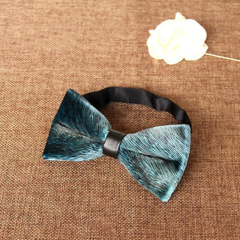 Men's Chic Luxury Velvet Banquet Suit Bow Tie - CadetBlue - image 20