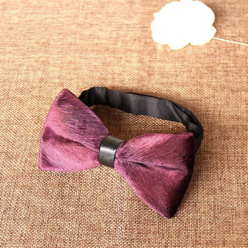 Men's Chic Luxury Velvet Banquet Suit Bow Tie - PaleVioletRed - image 15