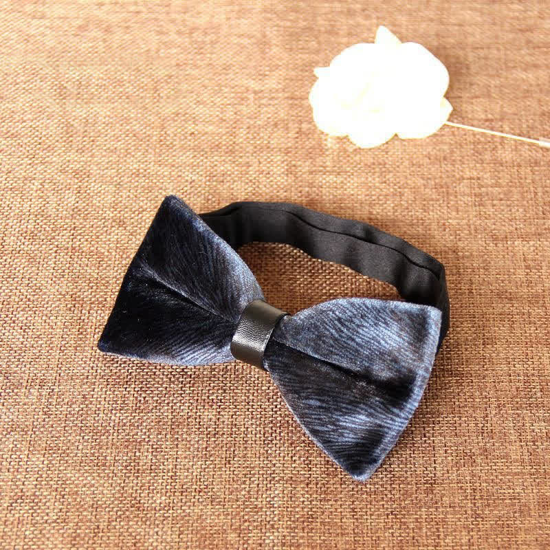 Men's Chic Luxury Velvet Banquet Suit Bow Tie - SlateGray - image 18