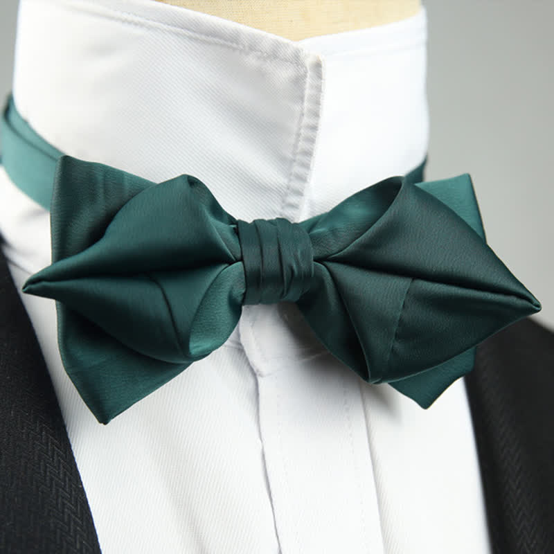 Men's Leisure Style Unique Pointed Shape Bow Tie - DarkGreen - image 10