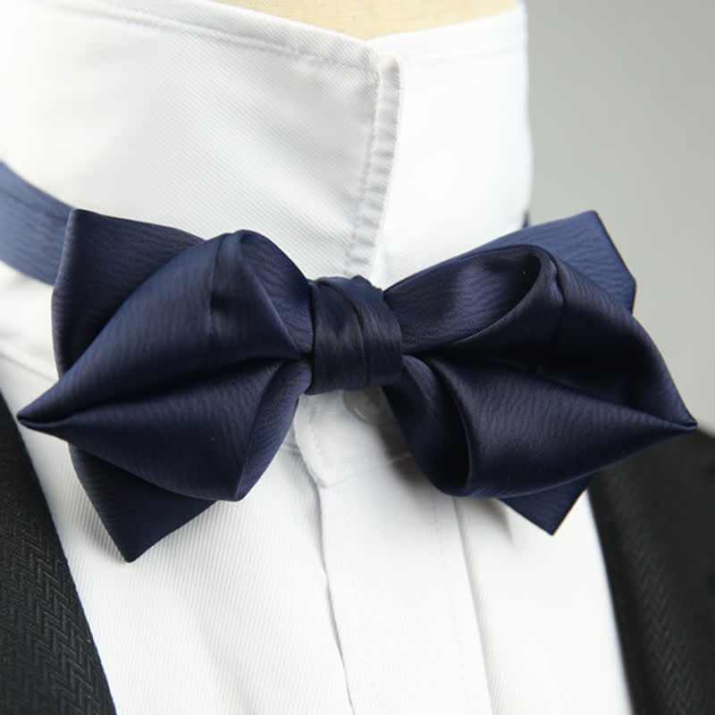 Men's Leisure Style Unique Pointed Shape Bow Tie - Navy - image 2