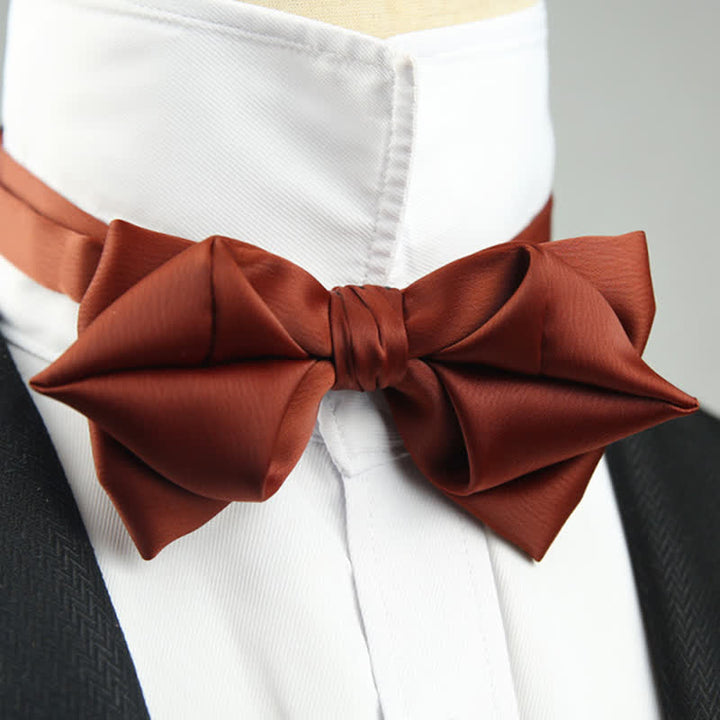 Men's Leisure Style Unique Pointed Shape Bow Tie - FireBrick - image 9