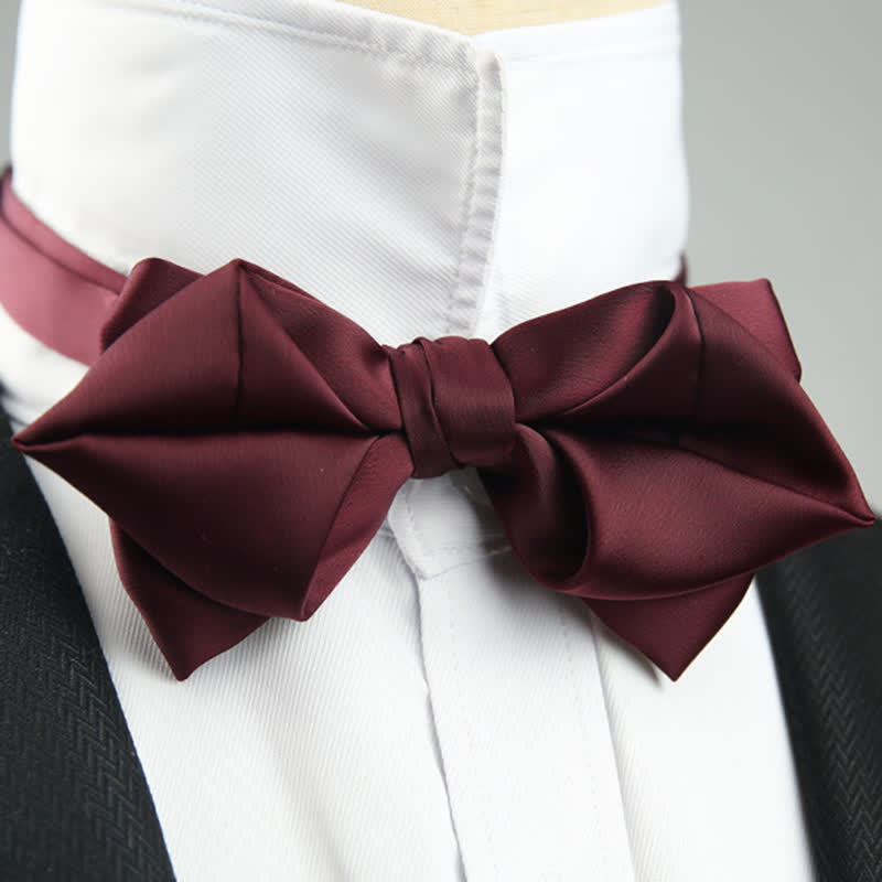 Men's Leisure Style Unique Pointed Shape Bow Tie - Maroon - image 0