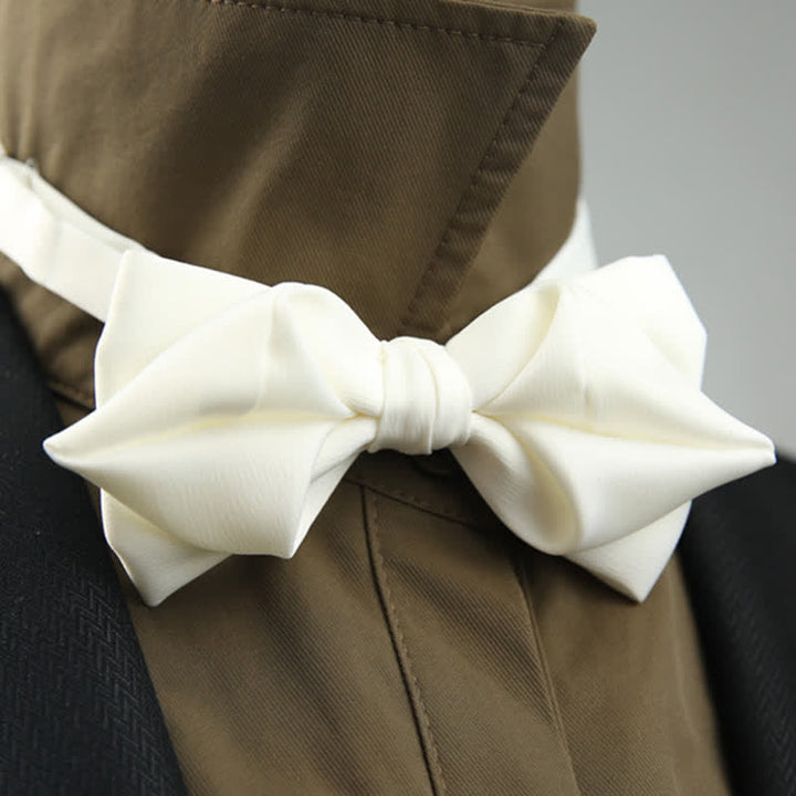 Men's Leisure Style Unique Pointed Shape Bow Tie - White - image 16