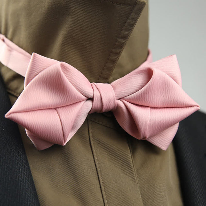 Men's Leisure Style Unique Pointed Shape Bow Tie - Pink - image 15