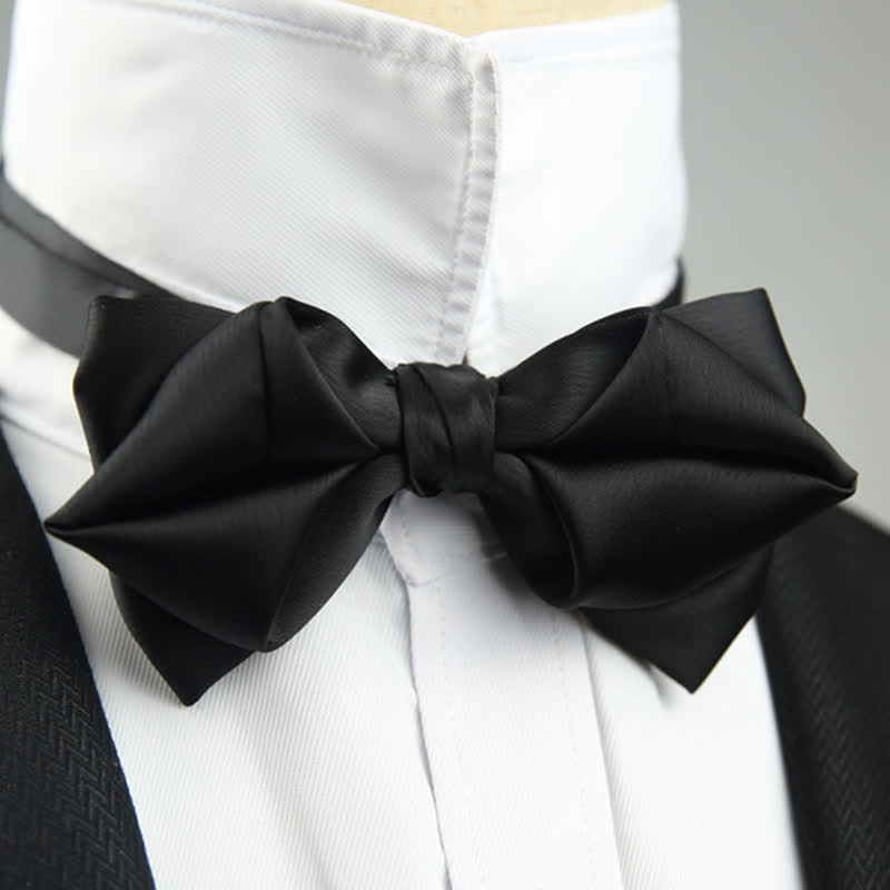 Men's Leisure Style Unique Pointed Shape Bow Tie - Black - image 11