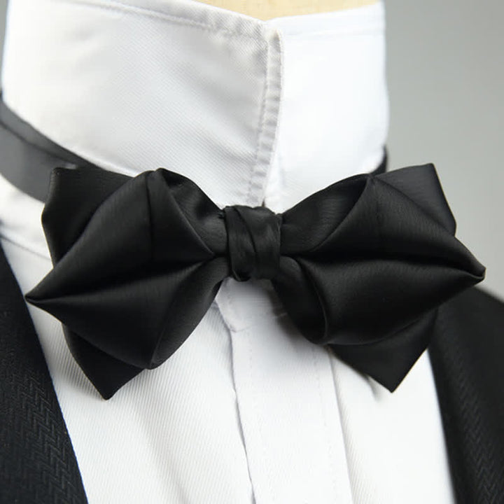 Men's Leisure Style Unique Pointed Shape Bow Tie - Black - image 11
