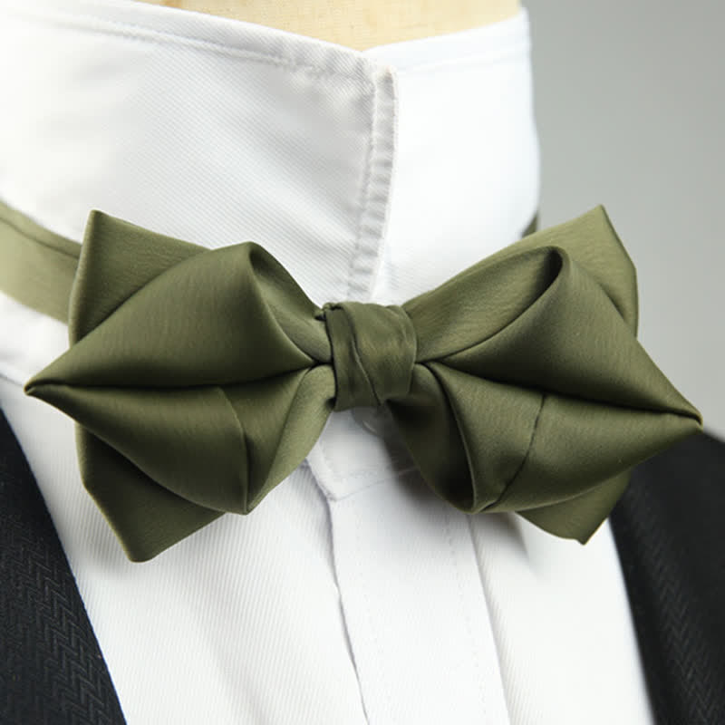 Men's Leisure Style Unique Pointed Shape Bow Tie - OliveDrab - image 8