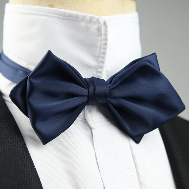 Men's Wedding Special Pointed Shape Bow Tie - Navy - image 11