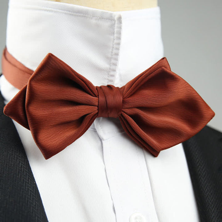 Men's Wedding Special Pointed Shape Bow Tie - FireBrick - image 8