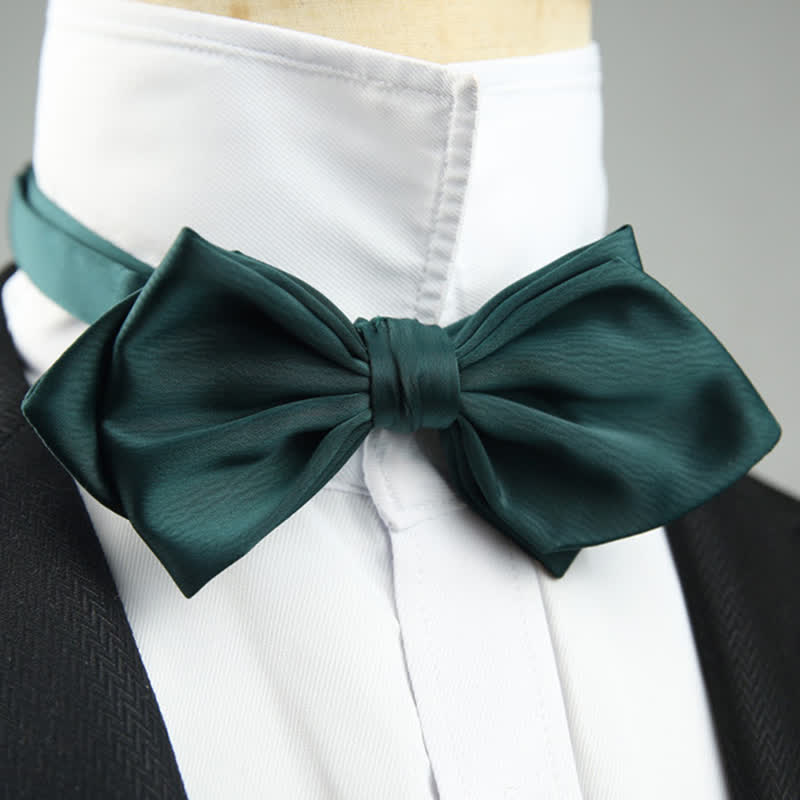 Men's Wedding Special Pointed Shape Bow Tie - DarkGreen - image 9