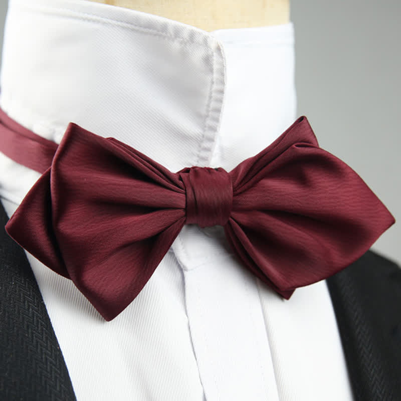 Men's Wedding Special Pointed Shape Bow Tie - Maroon - image 10