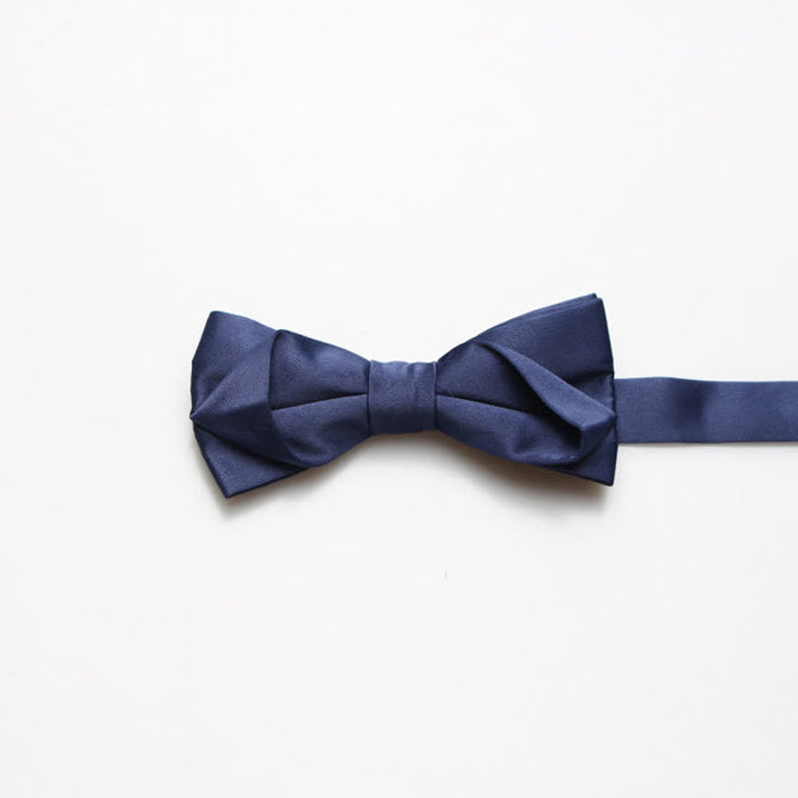 Men's Fashion Simple Solid Color Bow Tie - Navy - image 8