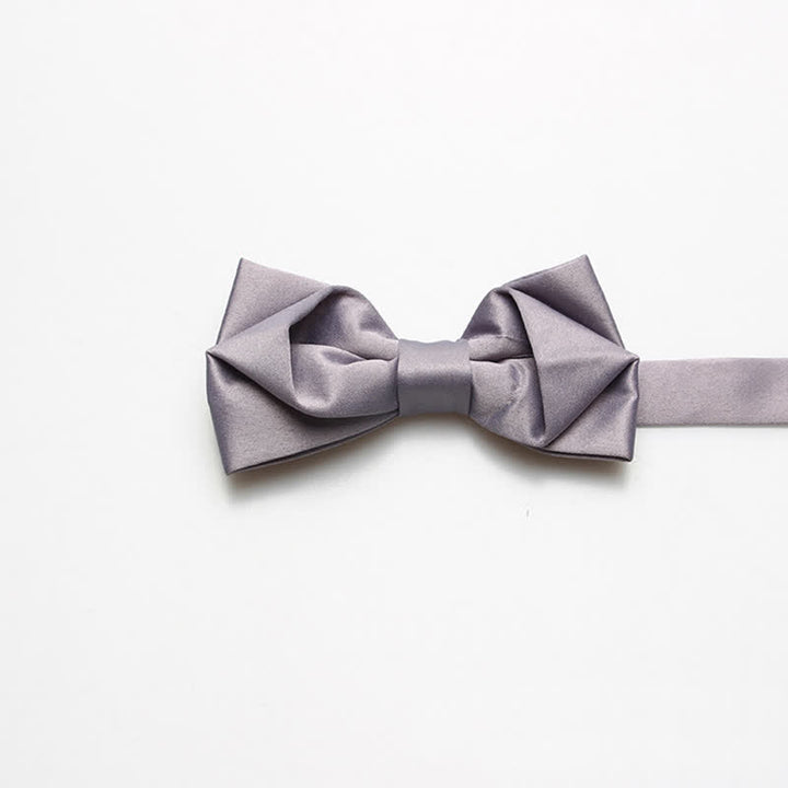 Men's Fashion Simple Solid Color Bow Tie - Gray - image 7