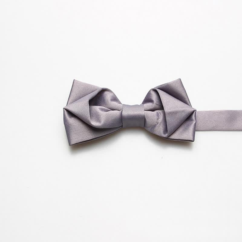 Men's Fashion Simple Solid Color Bow Tie - Gray - image 7