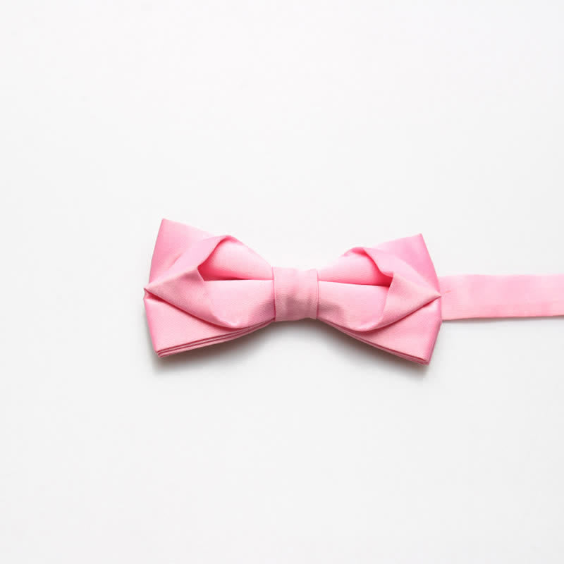 Men's Fashion Simple Solid Color Bow Tie - Pink - image 9