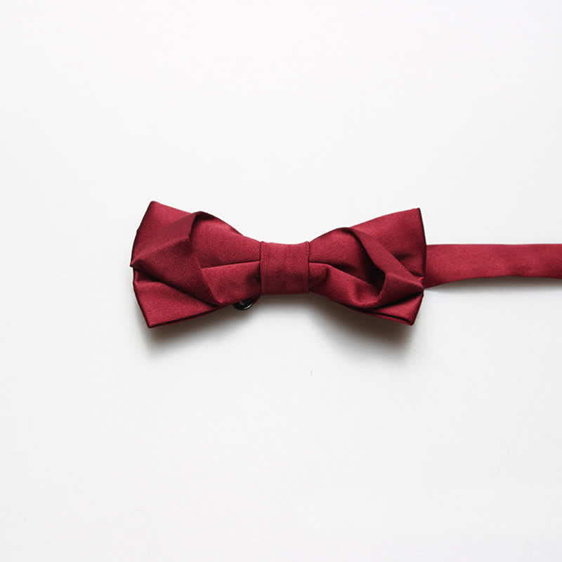 Men's Fashion Simple Solid Color Bow Tie - Red - image 6