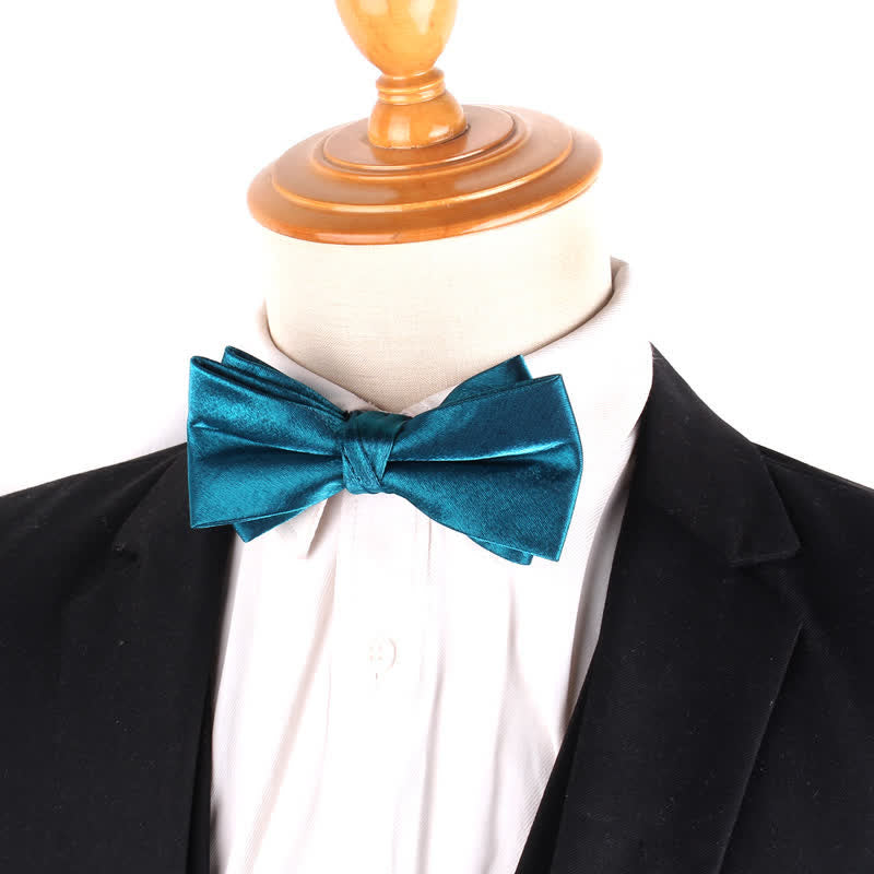 Men's Gloss Double Layer Solid Color Bow Tie - image 3