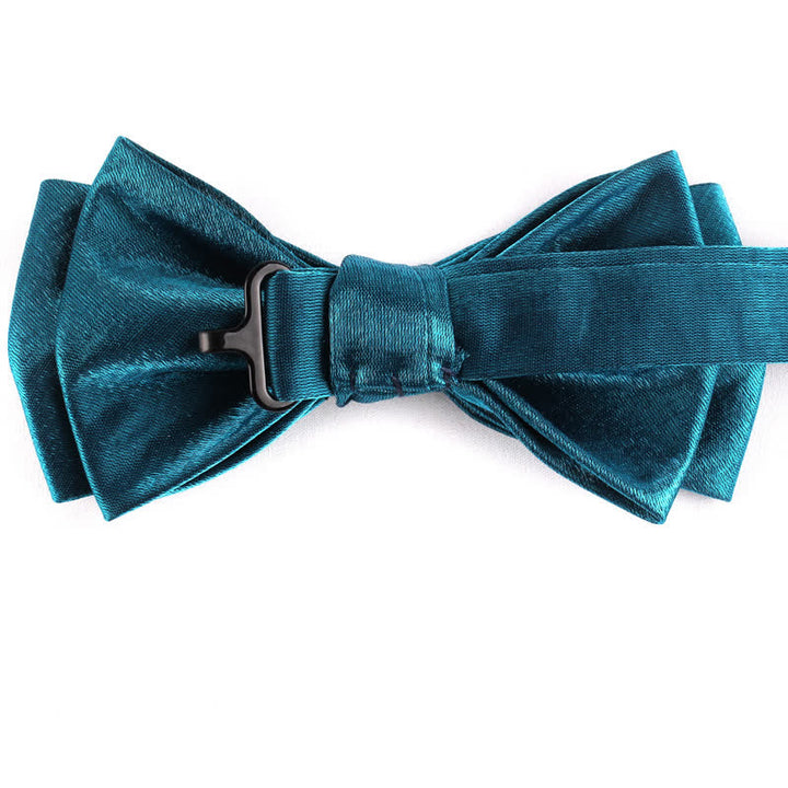 Men's Gloss Double Layer Solid Color Bow Tie - image 5