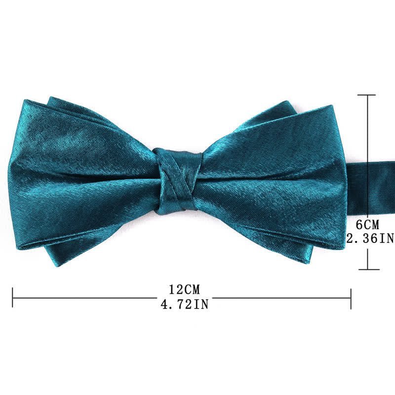 Men's Gloss Double Layer Solid Color Bow Tie - image 8