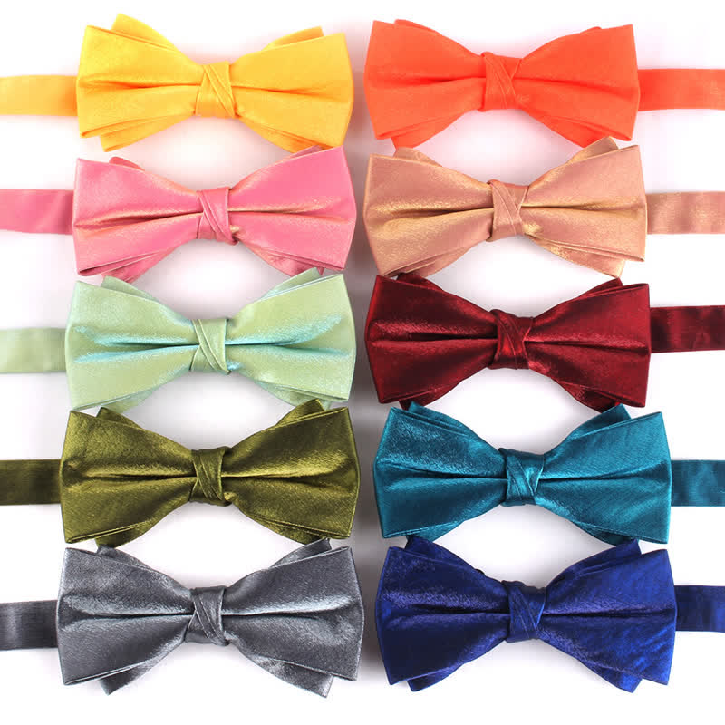 Men's Gloss Double Layer Solid Color Bow Tie - image 1