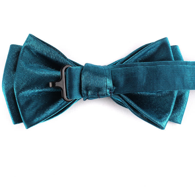 Men's Gloss Double Layer Solid Color Bow Tie - image 5