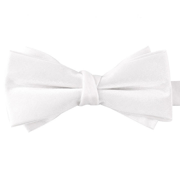 Men's Gloss Double Layer Solid Color Bow Tie - White - image 16