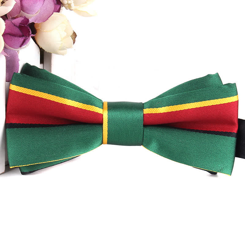 Men's Novel Stylish Colorful Striped Bow Tie - Green & Red - image 8