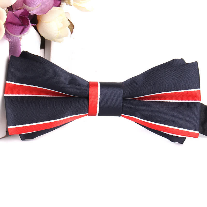 Men's Novel Stylish Colorful Striped Bow Tie - Red & Black - image 2