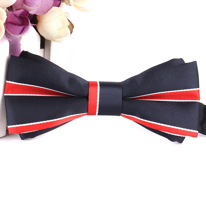 Men's Novel Stylish Colorful Striped Bow Tie - Red & Black - image 2