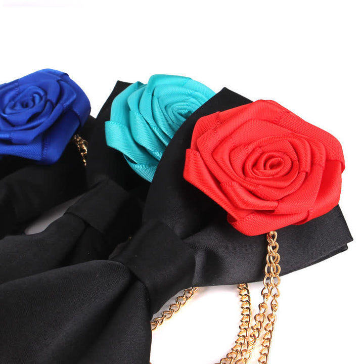 Men's Elegant Rose Golden Chain Decoration Bow Tie - image 2