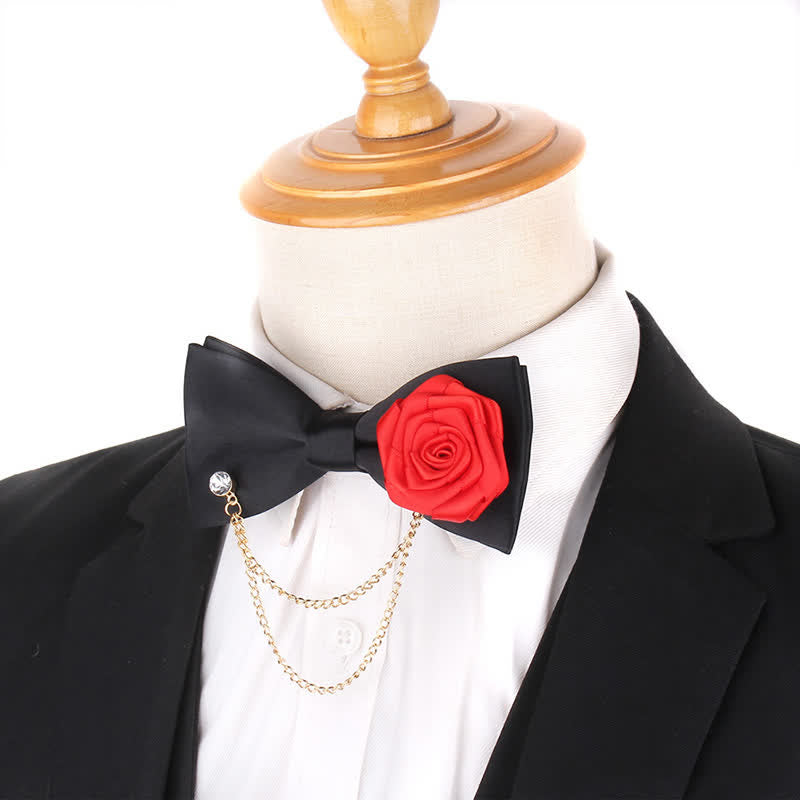 Men's Elegant Rose Golden Chain Decoration Bow Tie - image 10