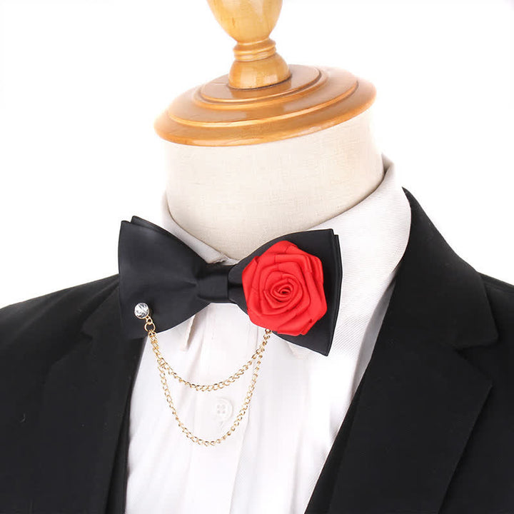 Men's Elegant Rose Golden Chain Decoration Bow Tie - image 10