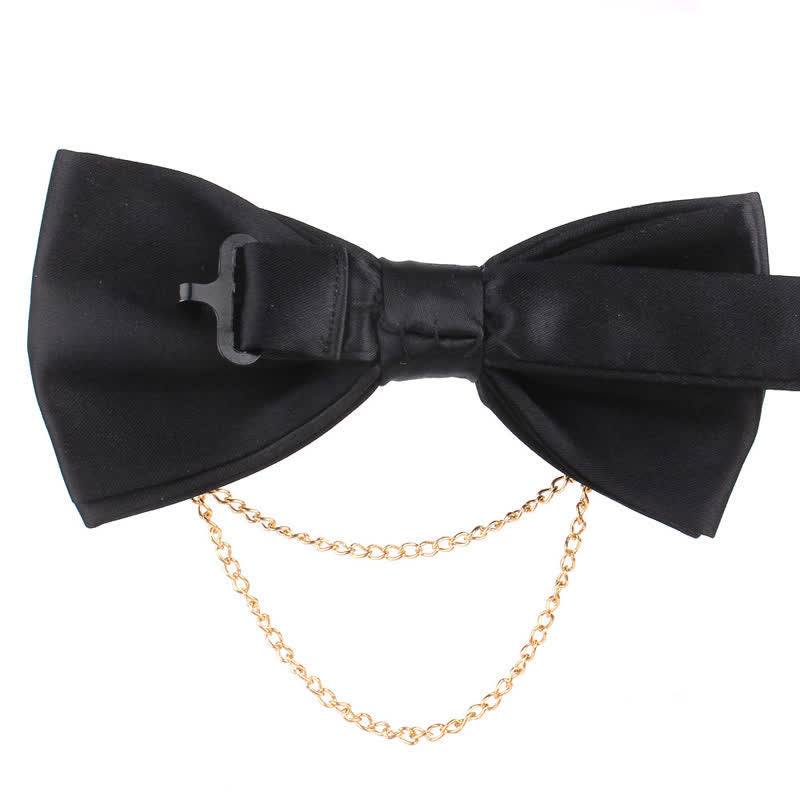 Men's Elegant Rose Golden Chain Decoration Bow Tie - image 4