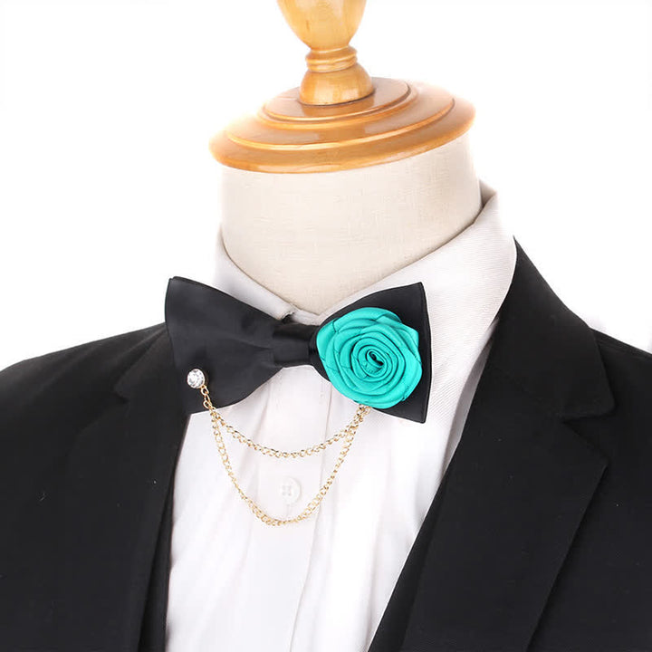 Men's Elegant Rose Golden Chain Decoration Bow Tie - image 12