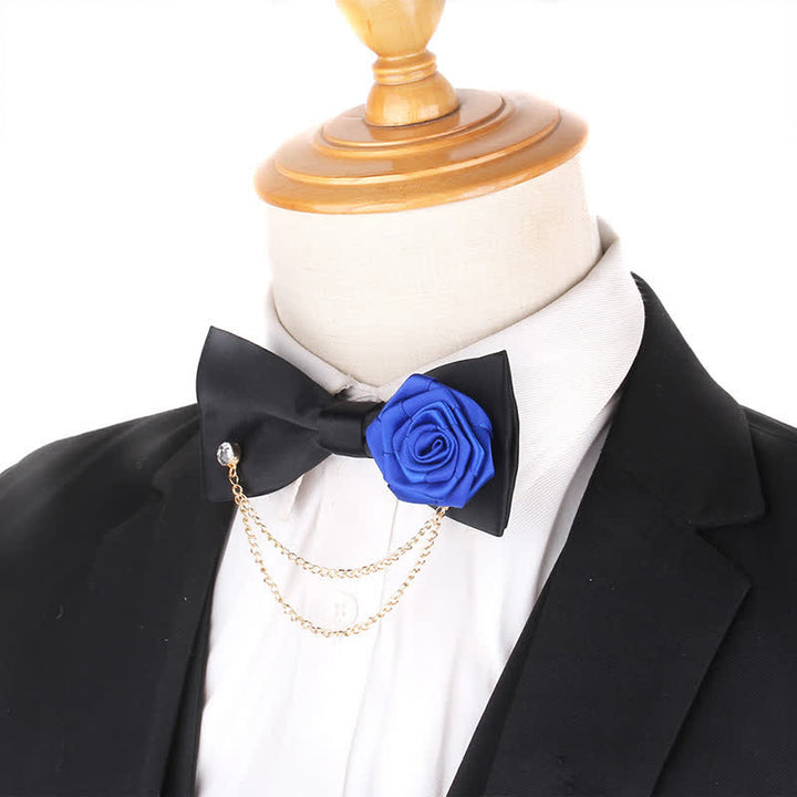 Men's Elegant Rose Golden Chain Decoration Bow Tie - image 16