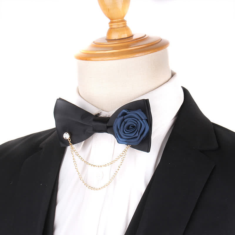 Men's Elegant Rose Golden Chain Decoration Bow Tie - image 18