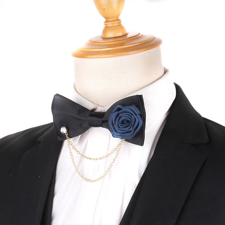 Men's Elegant Rose Golden Chain Decoration Bow Tie - image 18