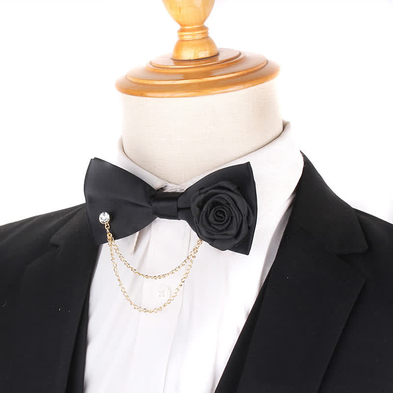 Men's Elegant Rose Golden Chain Decoration Bow Tie - image 22