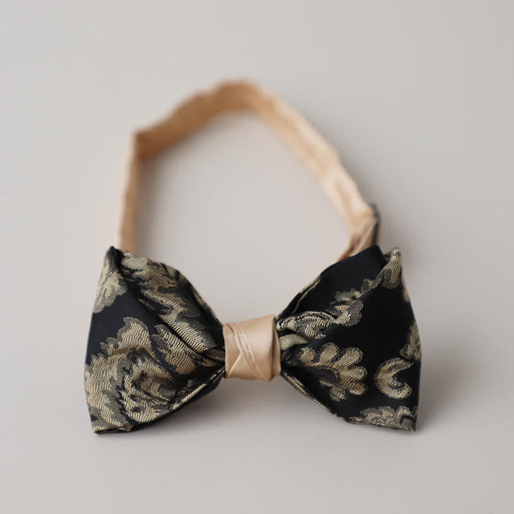 Men's Vintage Antique Gold & Black Floral Pattern Bow Tie - Style #4 - image 6