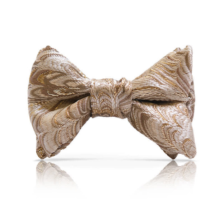 Men's Gold Jacquard Luxury Fishtail Oversized Pointed Bow Tie - Style #1 - image 1