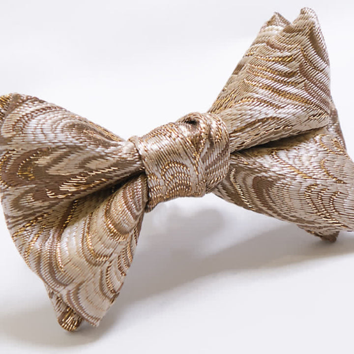 Men's Gold Jacquard Luxury Fishtail Oversized Pointed Bow Tie - image 2