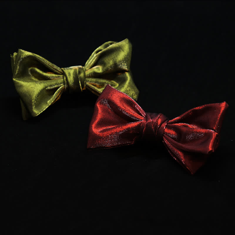 Men's Shiny Gorgeous Red OliveDrab Bow Tie - image 1